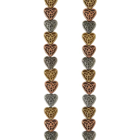12 Pack: Multicolor Plated Metal Heart Beads, 7mm by Bead Landing™